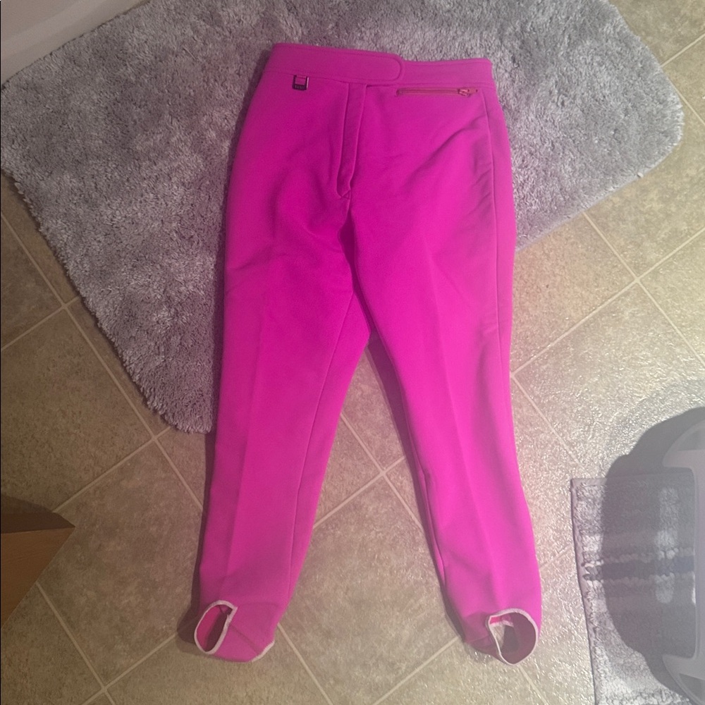 FERA Skiwear Snow Ski Stretch Pants Stirrups Hot Pink Waterproof